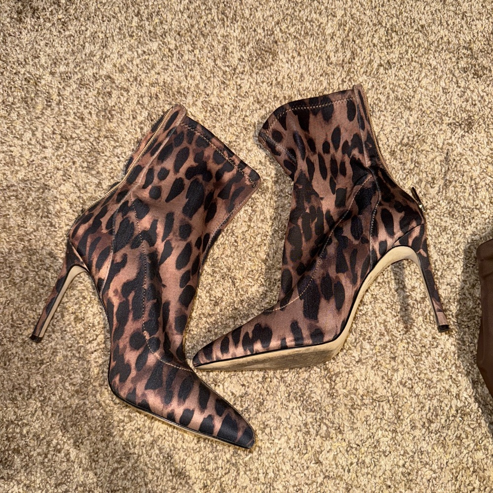 Leopard Print Stiletto Ankle Boots